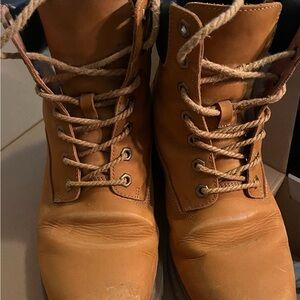 UGG Black and Tan Shearling-Lined Lace-Up Boots